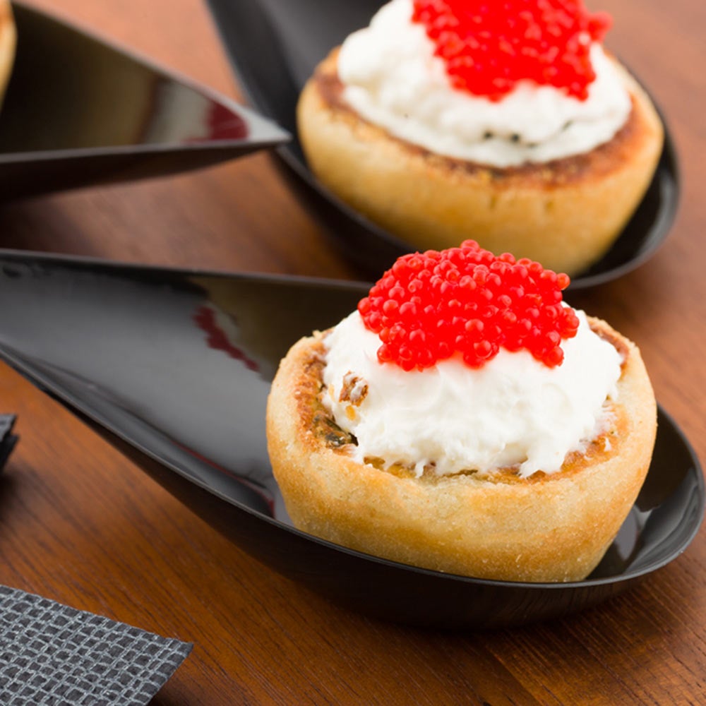 Spoons, Appetizer, 4 Inch, Plastic, Black, Teardrop, Heavyweight, 4 Linear Inch,1 - 100 COUNT