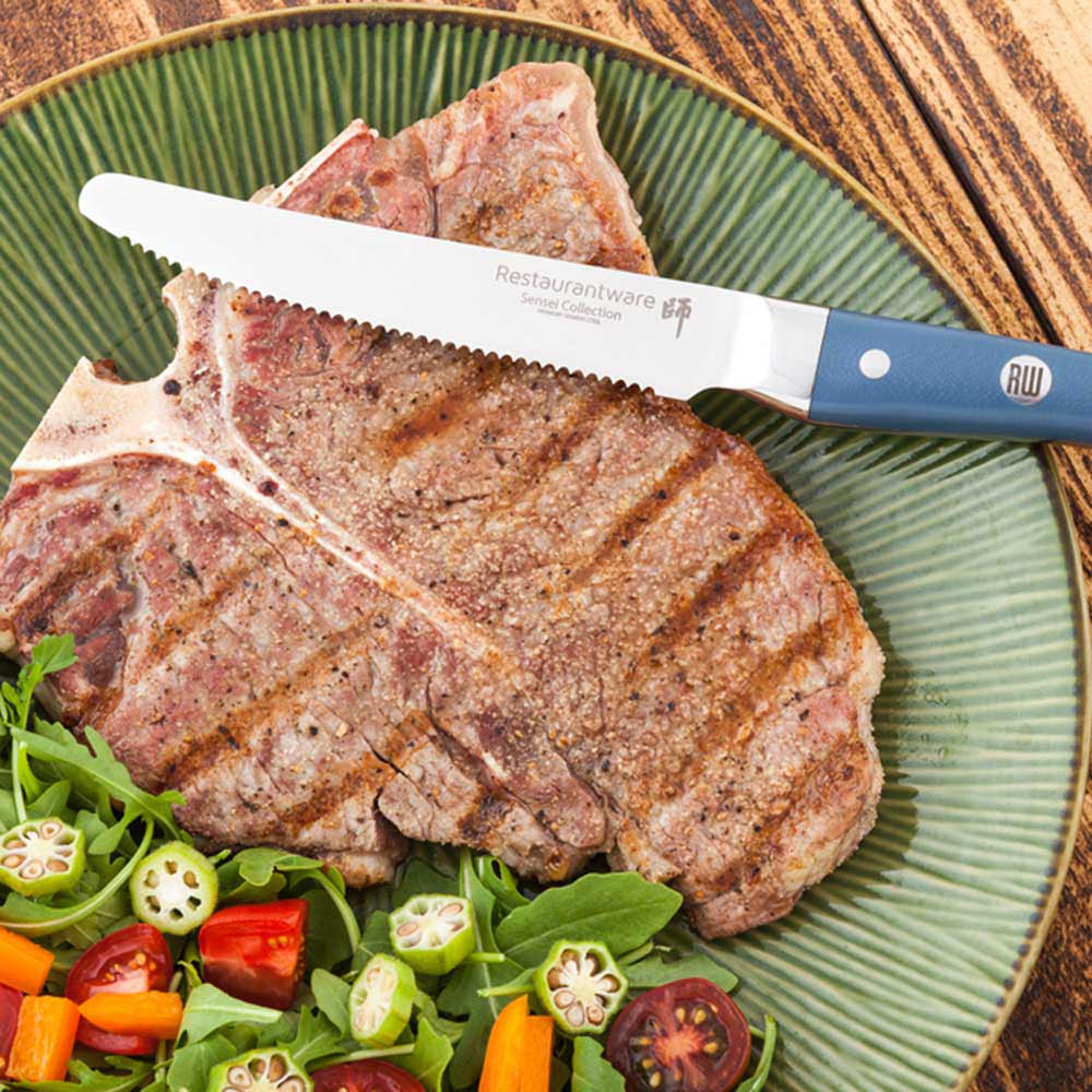 Knives, Steak, 5.5 Inch, Serrated, Gray Handle, Rounded Tip, 5.5 Linear Inch,1 - 4 COUNT