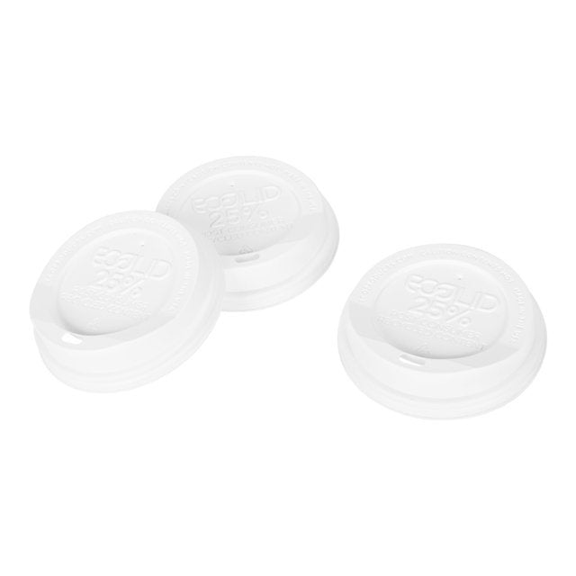 Lids, Dome, Sip-Thru, Plastic, White, Recycled, For 10-20 Ounce Hot Cups,20 - 50 COUNT