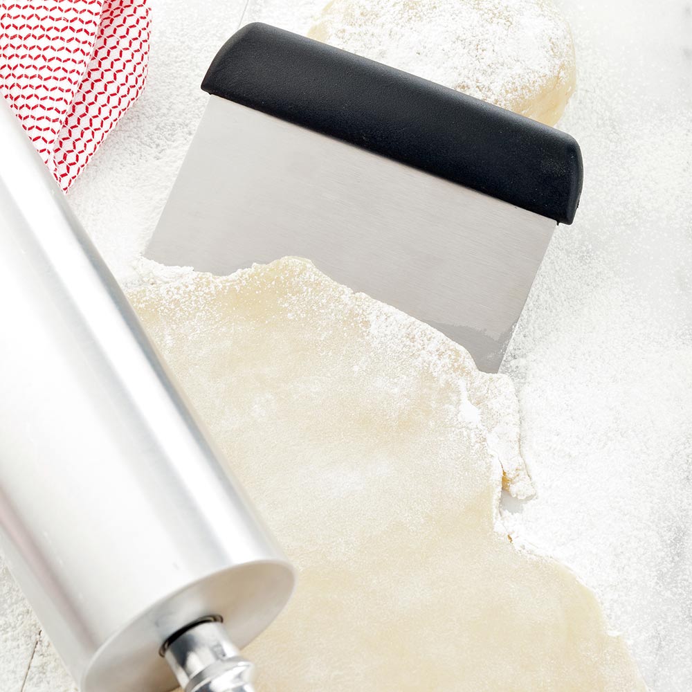 Scraper, Dough, 6 Inch, Stainless Steel, with Black Plastic Handle, 6 Linear Inch,1 - 1 EACH