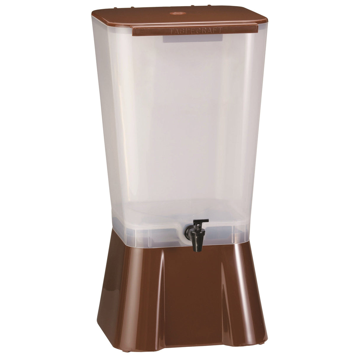 Beverage Dispenser, Cold, 5 Gallon, Clear with Brown Base, Polypropylene,1 - 1 EACH