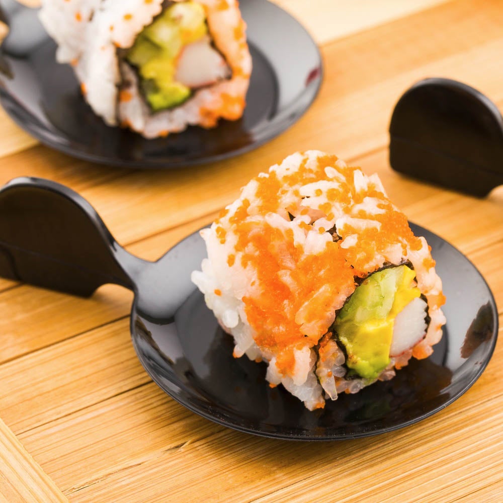 Plates, Tasting, Plastic, Black Fish Design, Heavyweight,1 - 100 COUNT