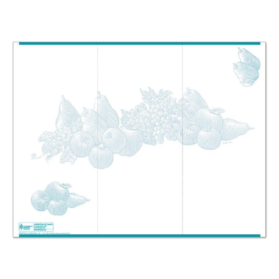 Tray Cards, Laser, 3-Up, Fruit,1 - 3000 COUNT