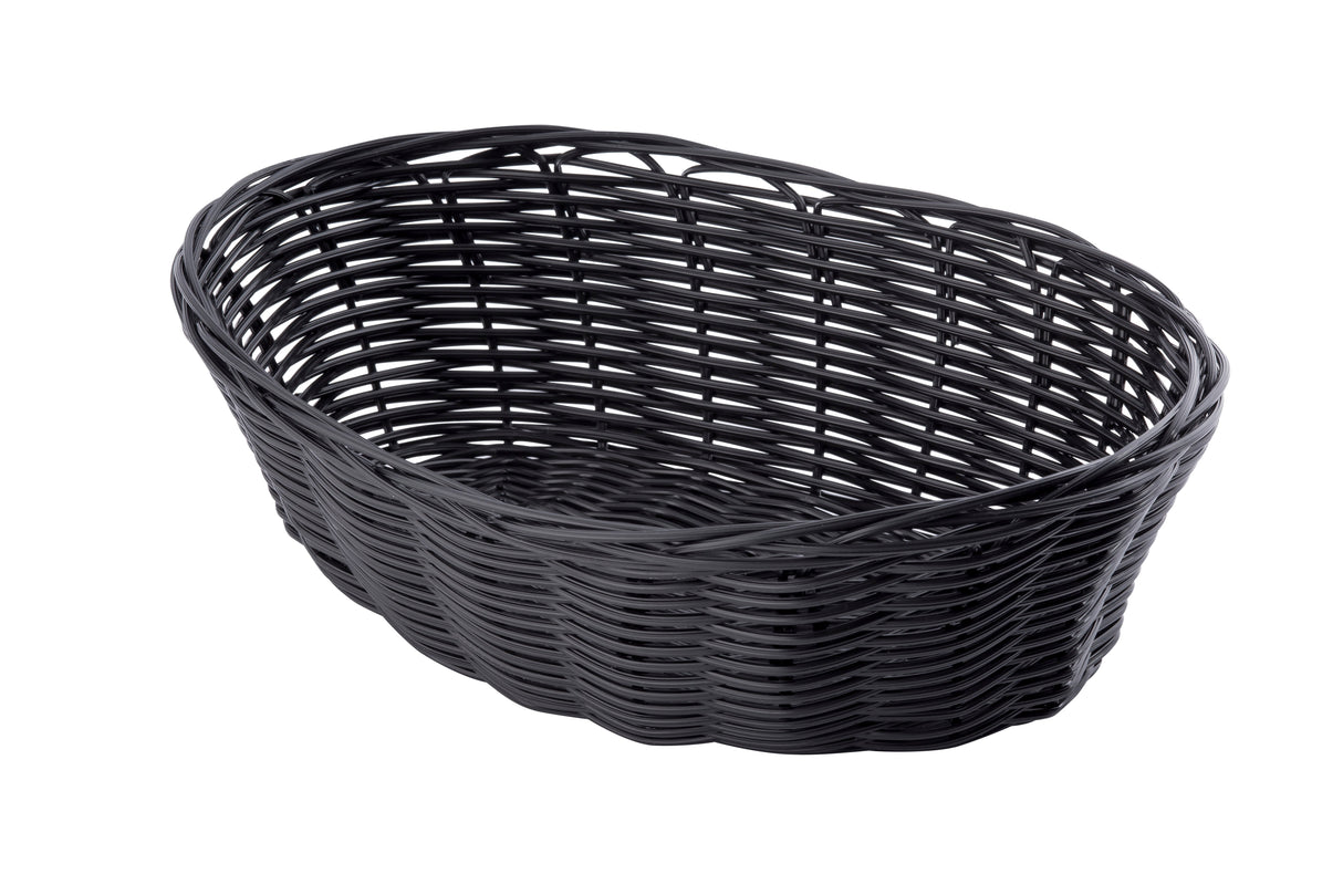 Baskets, Serving, 10 x 6.5 x 3 Inch, Oval, Black, Polypropylene,12 - 1 EACH