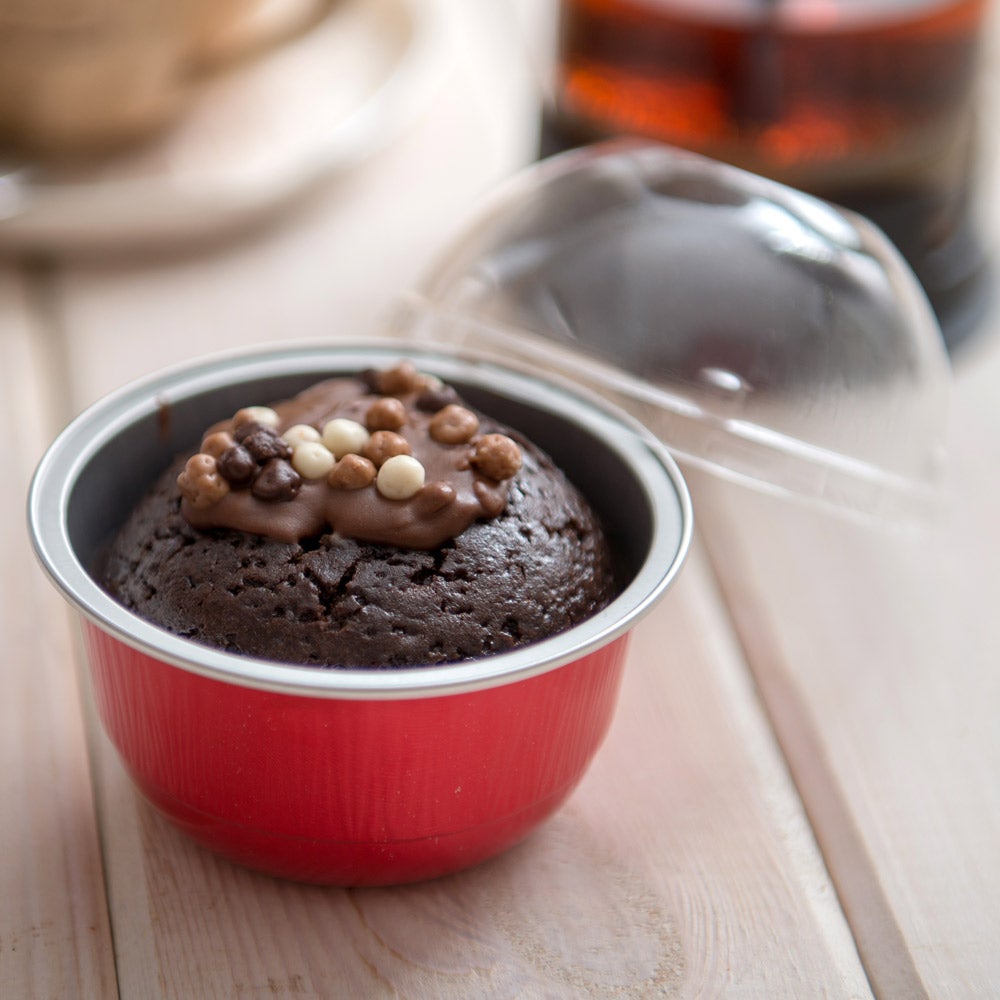 Cups, Bakery, 5 Ounce, Foil, Red with Clear Plastic Dome Lids, 5 Ounce,1 - 100 COUNT