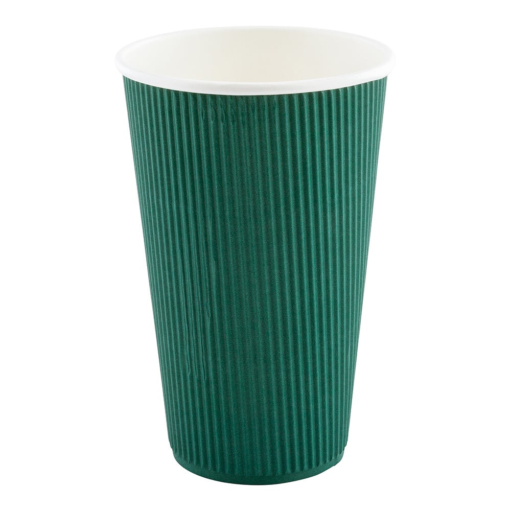 Cups, Hot, 16 Ounce, Paper, Forest Green, Ripple Wall,1 - 500 COUNT