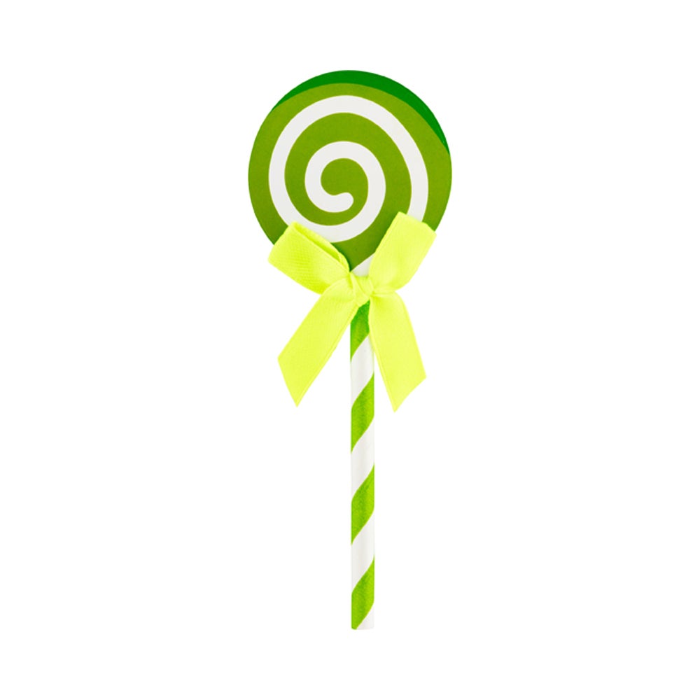 Cake Topper, Swirl, 5.25 x 2 Inch, Paper, Green, with Neon Green Bow,1 - 100 COUNT