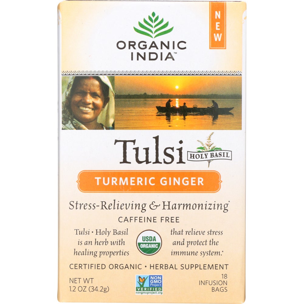Tea, Turmeric Ginger, Tulsi, Caffeine-Free, Infusion Bags,6 - 18 COUNT