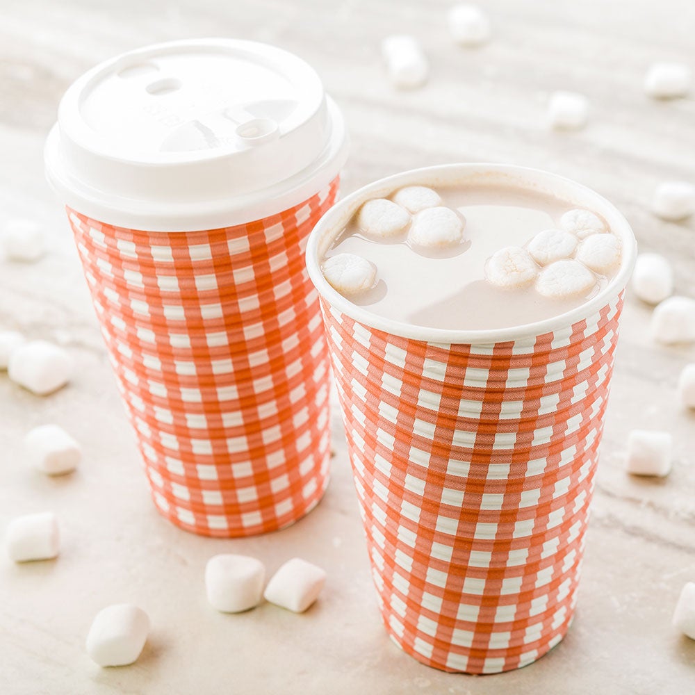 Cups, Hot, 16 Ounce, Paper, Red Picnic Check, Spiral Wall, 16 Ounce,1 - 500 COUNT