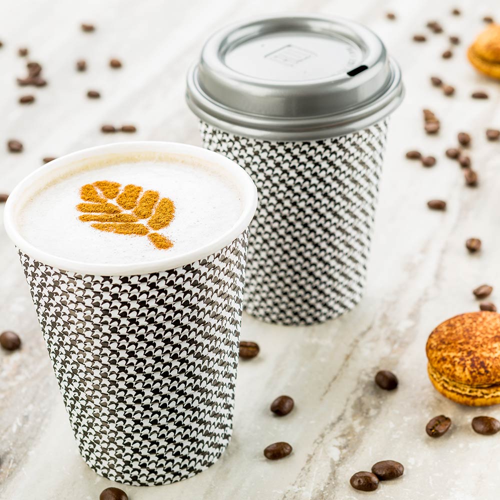 Cups, Hot, 12 Ounce, Paper, Black Houndstooth, Spiral Wall, 12 Ounce,1 - 500 COUNT