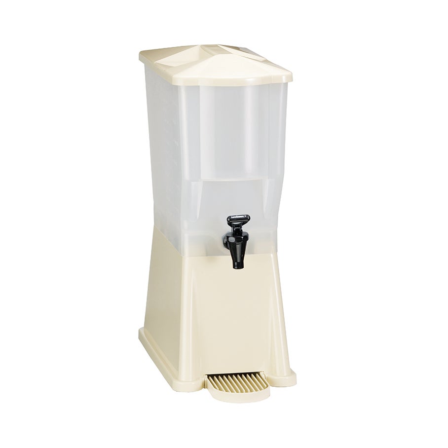 Beverage Dispenser, Cold, 3 Gallon, Slimline, Clear with Almond Base, Polypropylene, with Drip Tray,1 - 1 EACH