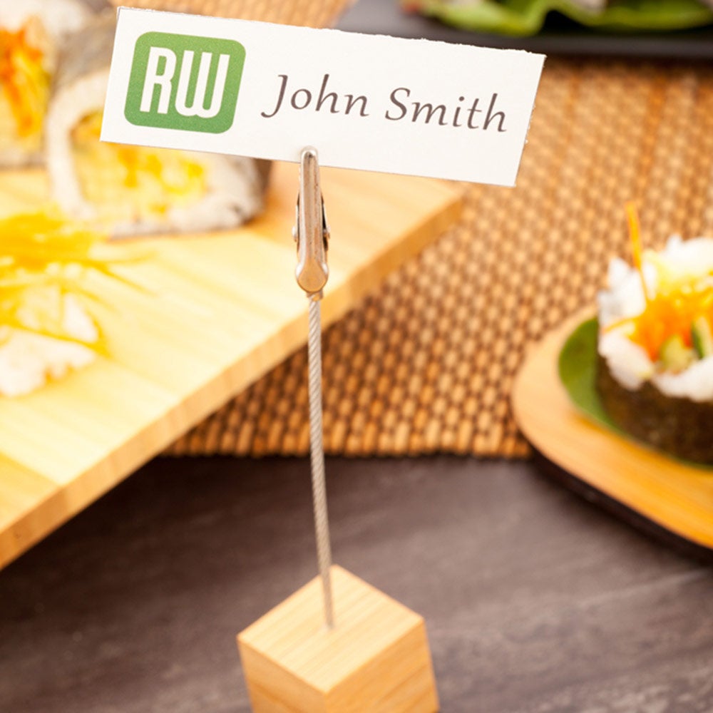 Holders, Card, 5 Inch, Bamboo, with Metal Clip, 5 Linear Inch,1 - 100 COUNT