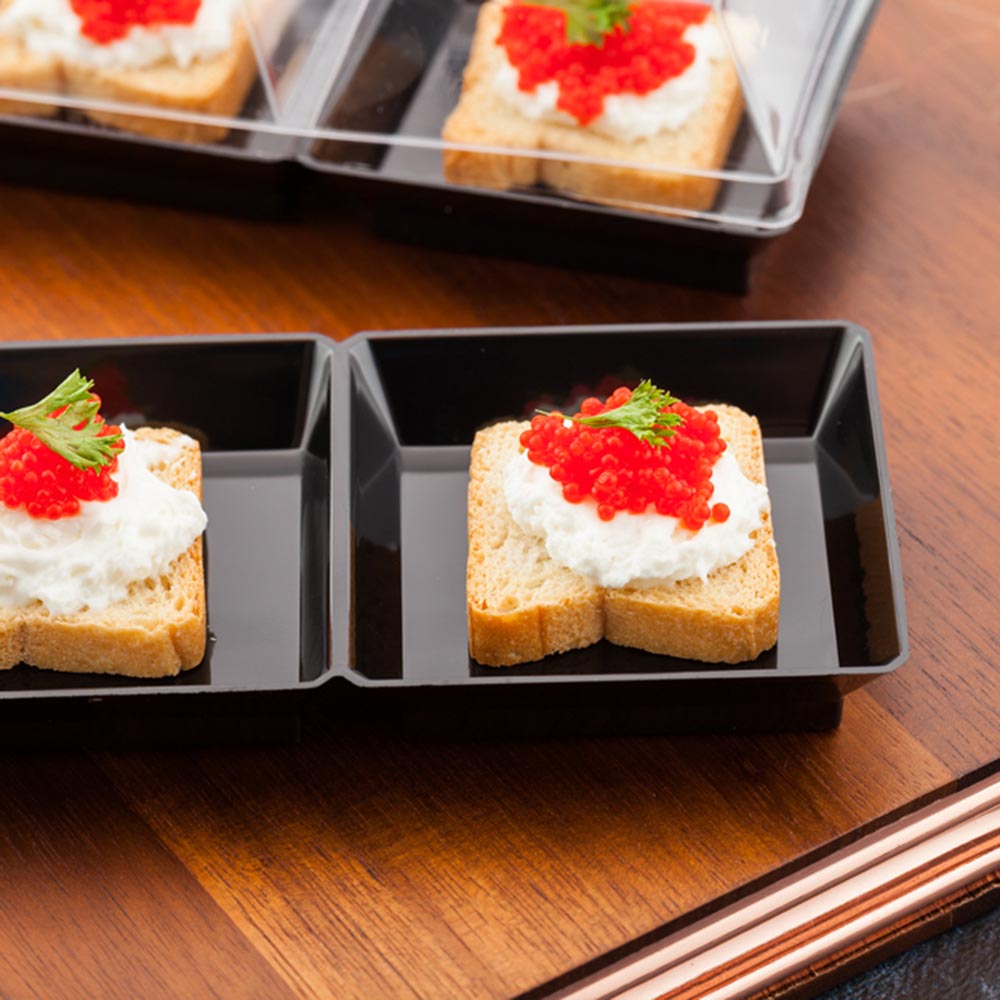 Plates, Appetizer, 7.5 Inch, Plastic, Black Terzetto Design, Square, Heavyweight, 7.5 Linear Inch,1 - 100 COUNT