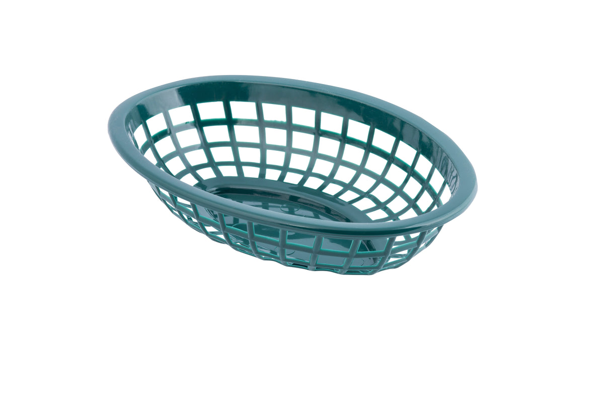 Baskets, Serving, 7.75 x 5.5 Inch, Oval, Forest Green, Polyethylene,36 - 1 EACH