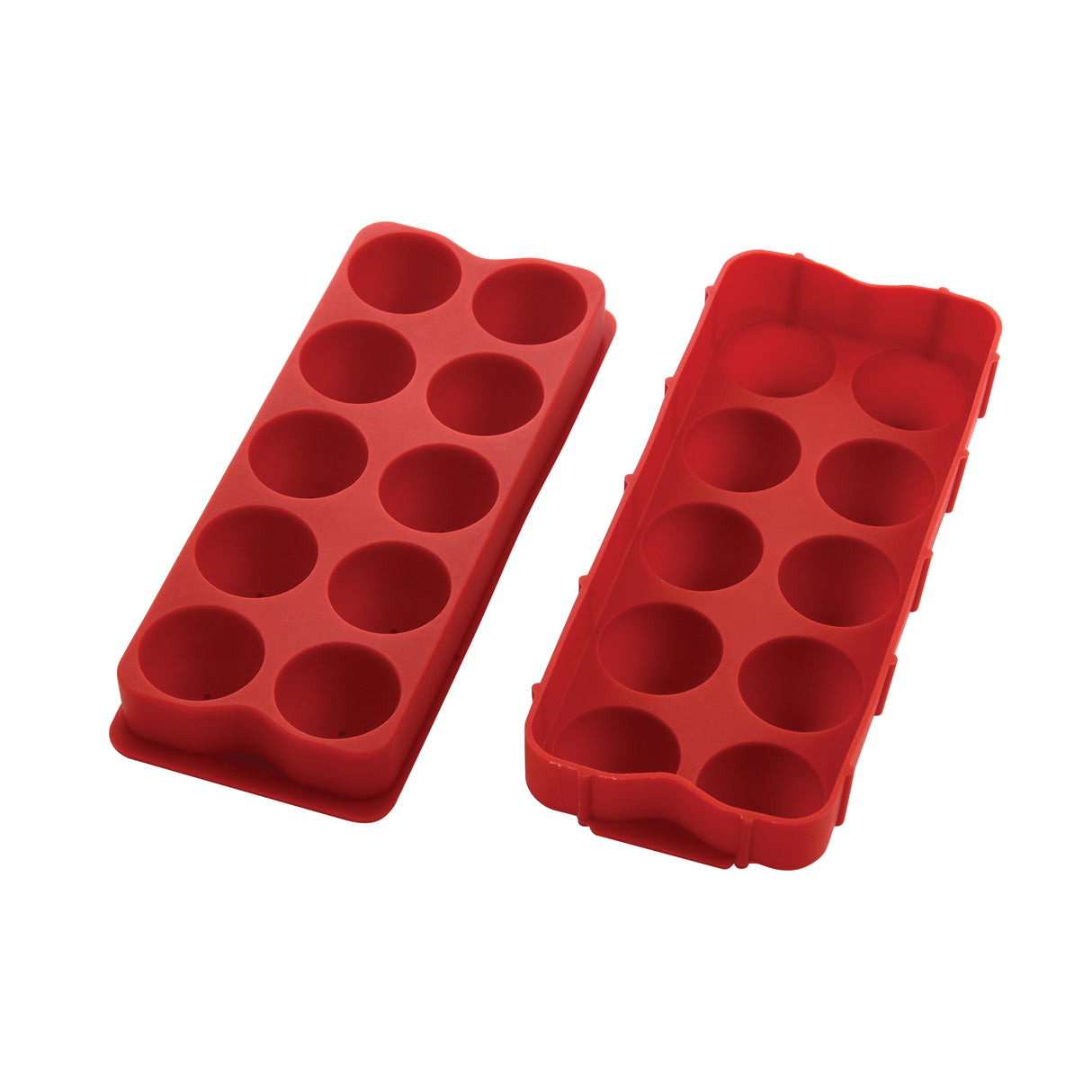 Mold, Ice Tray/Baking, Cannonball 10-Coompartment, Round, Red Silicone,1 - 2 PIECE
