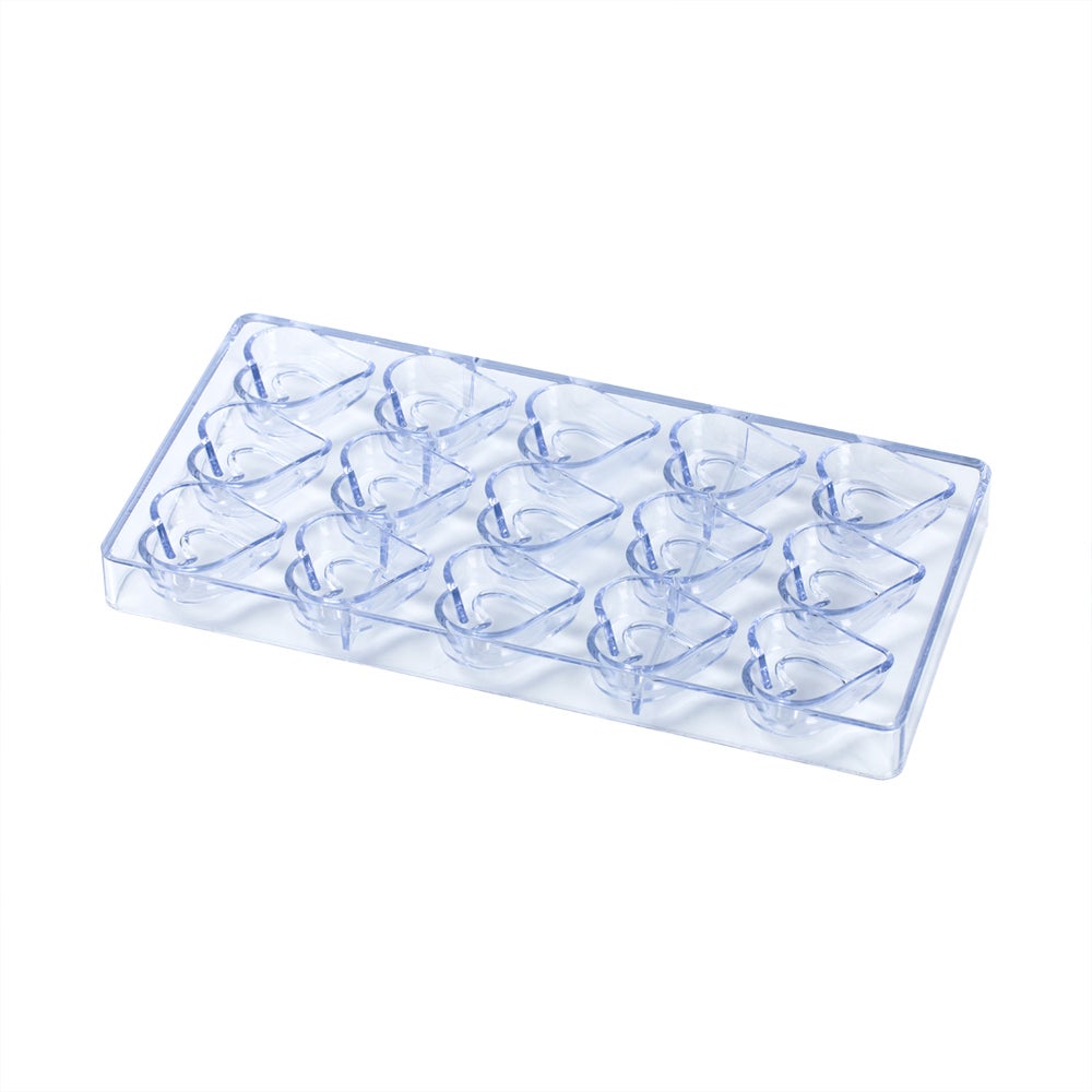 Molds, Chocolate, 15-Compartment, Heart Outline-Shaped, Clear, Polycarbonate,10 - 1 EACH