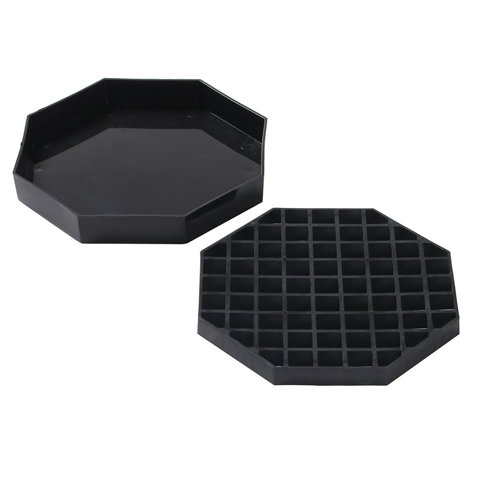 Trays, Drip, 5 Inch, Octagon, Black, Plastic, with Removable Grate,10 - 1 EACH