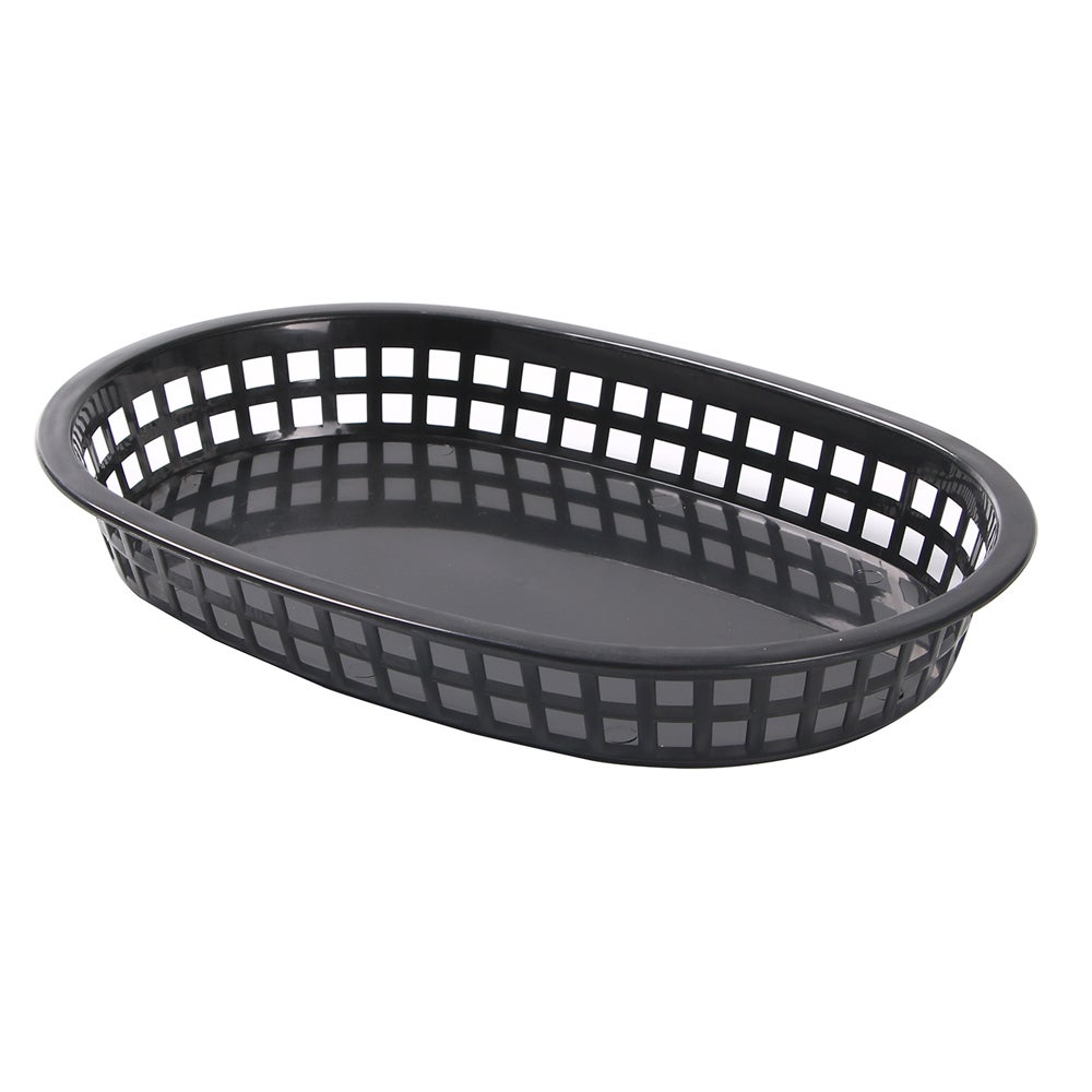 Baskets, Serving, 9.25 x 9.25 x 1.50 Inch, Oval, Black, Plastic,100 - 1 EACH