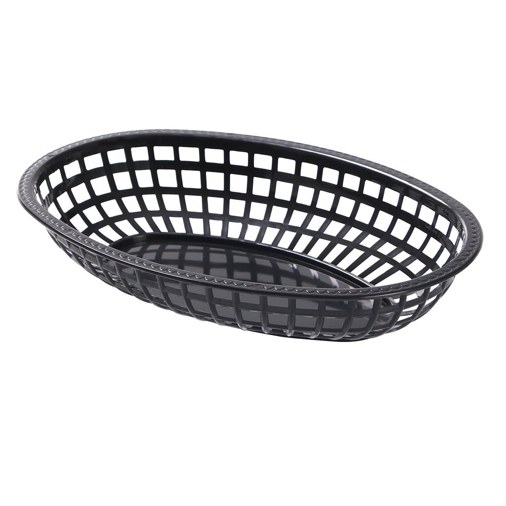 Baskets, Serving, 11 x 7 x 1.50 Inch, Oval, Black, Plastic,100 - 1 EACH