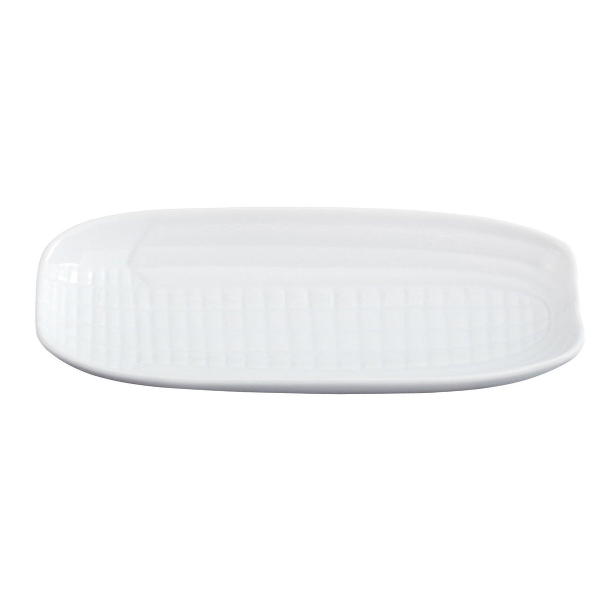 Dish, Corn, Porcelain, 9.5 x 4.25 Inch, White, Corn-Shaped with Kernel Impressions,36 - 1 EACH