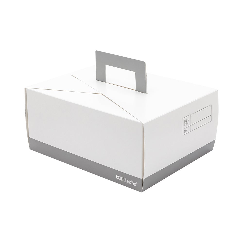 Containers, Lunch Box, 9 x 7 x 4 Inch, Paper, White & Gray, with Handle, Recyclable,100 - 1 EACH