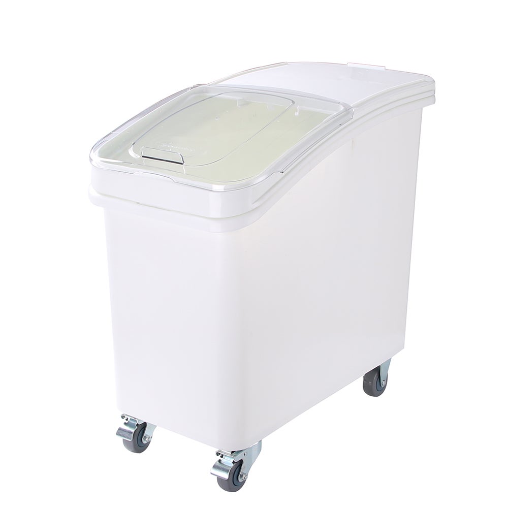 Bin, Ingredient, 27 Gallon, Slant-Top, White, Plastic, with Sliding Lid/Scoop/Casters,1 - 1 EACH