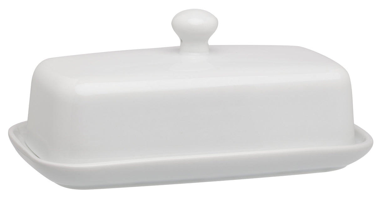Dish, Butter, Porcelain, 8 x 3.5 x 2.25 Inch, White, with Lid,16 - 1 EACH