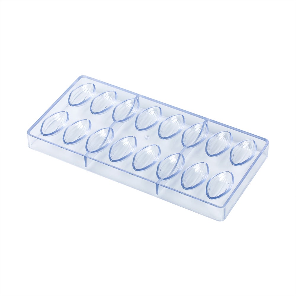 Molds, Chocolate, 16-Compartment, Cocoa Pod-Shaped, Clear, Polycarbonate,10 - 1 EACH