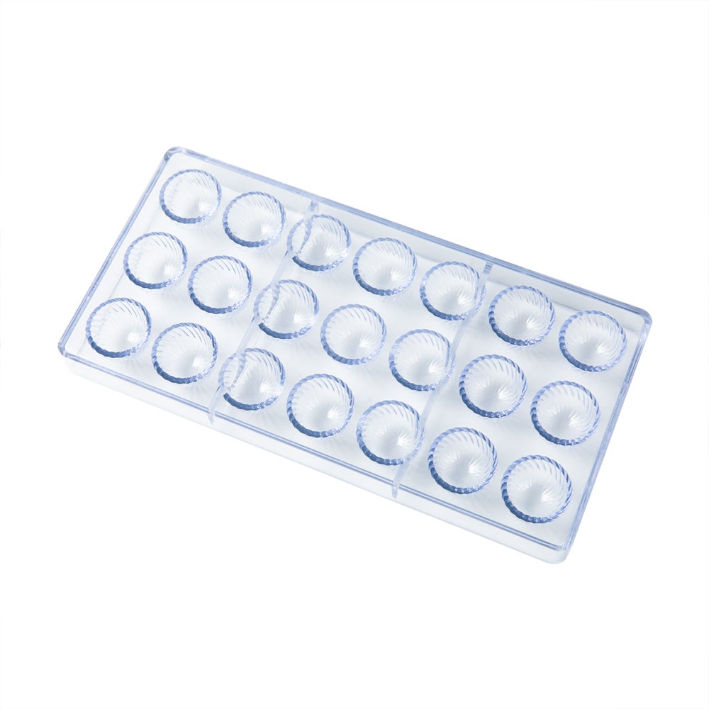 Molds, Chocolate, 21-Compartment, Swirled Dome-Shaped, Clear, Polycarbonate,10 - 1 EACH