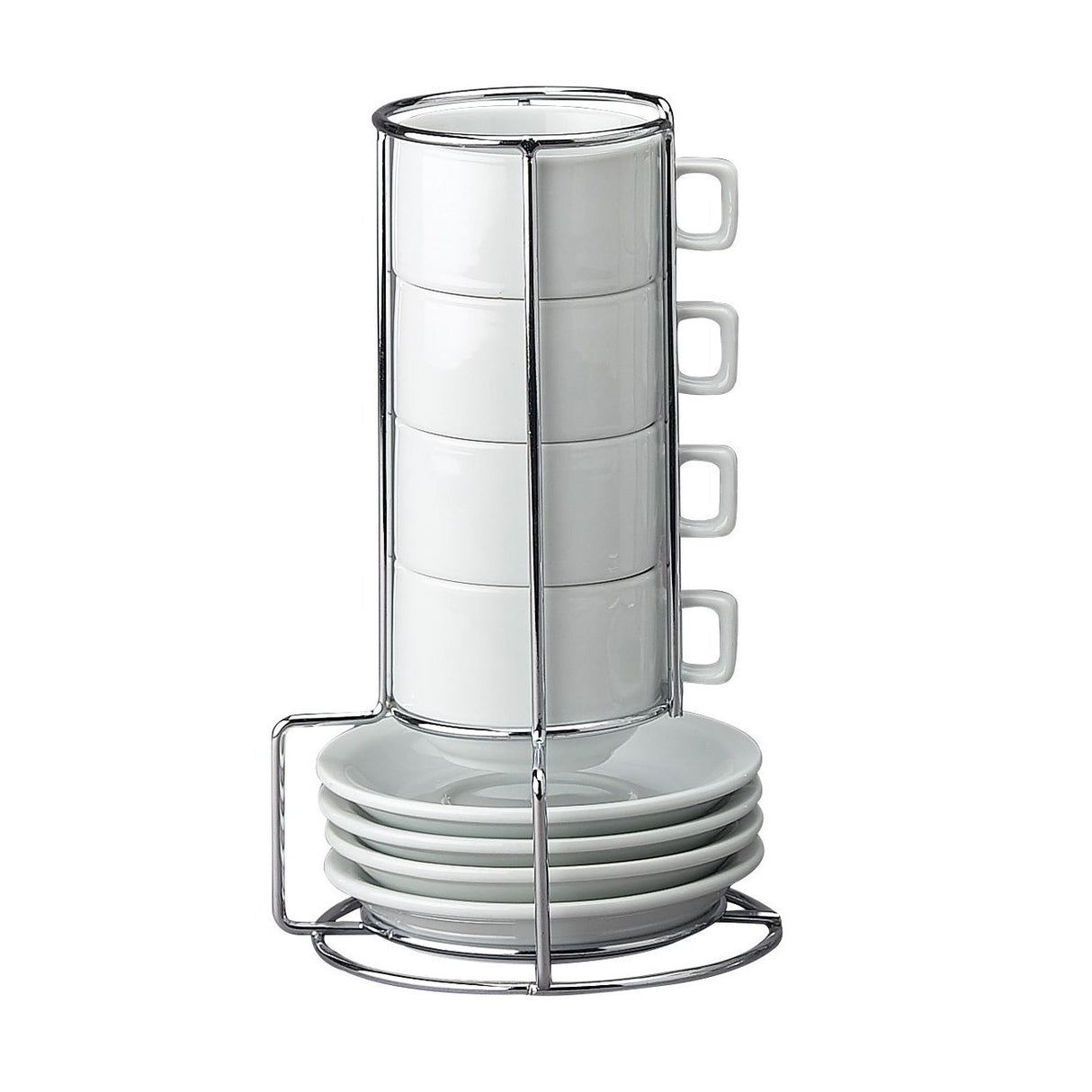 Cup & Saucer Set, Espresso, Porcelain, 4 Ounce Demi, White, Stackable,1 - 1 EACH