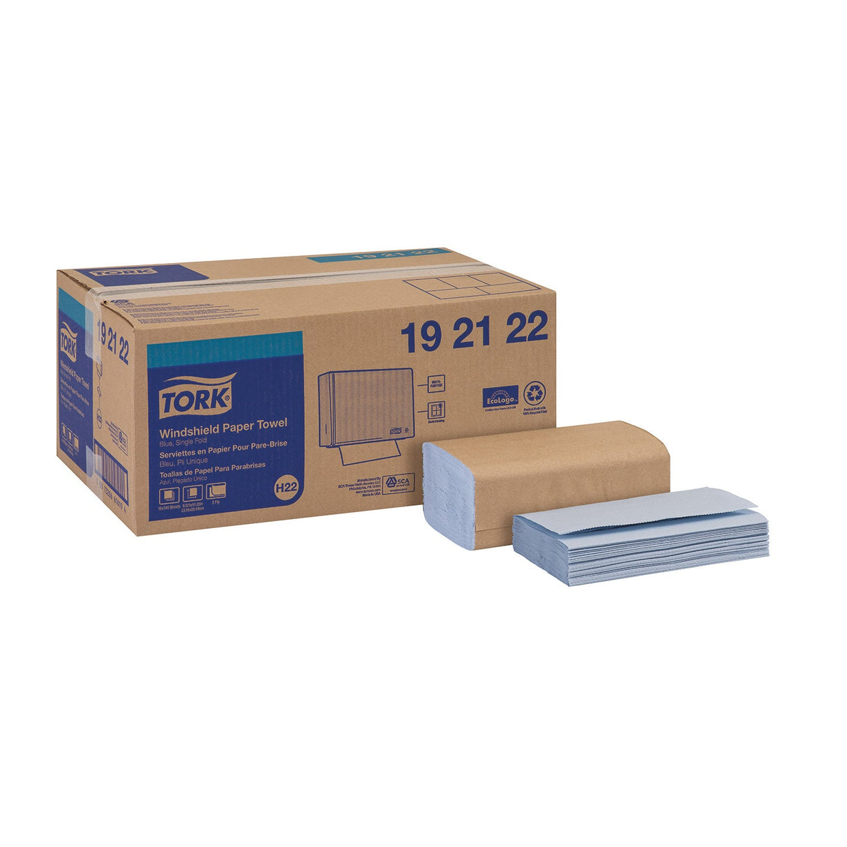 Towels, Single-Fold Windshield Paper, 2-Ply, Blue, 9.25 x 10.25 Inch,16 - 140 COUNT