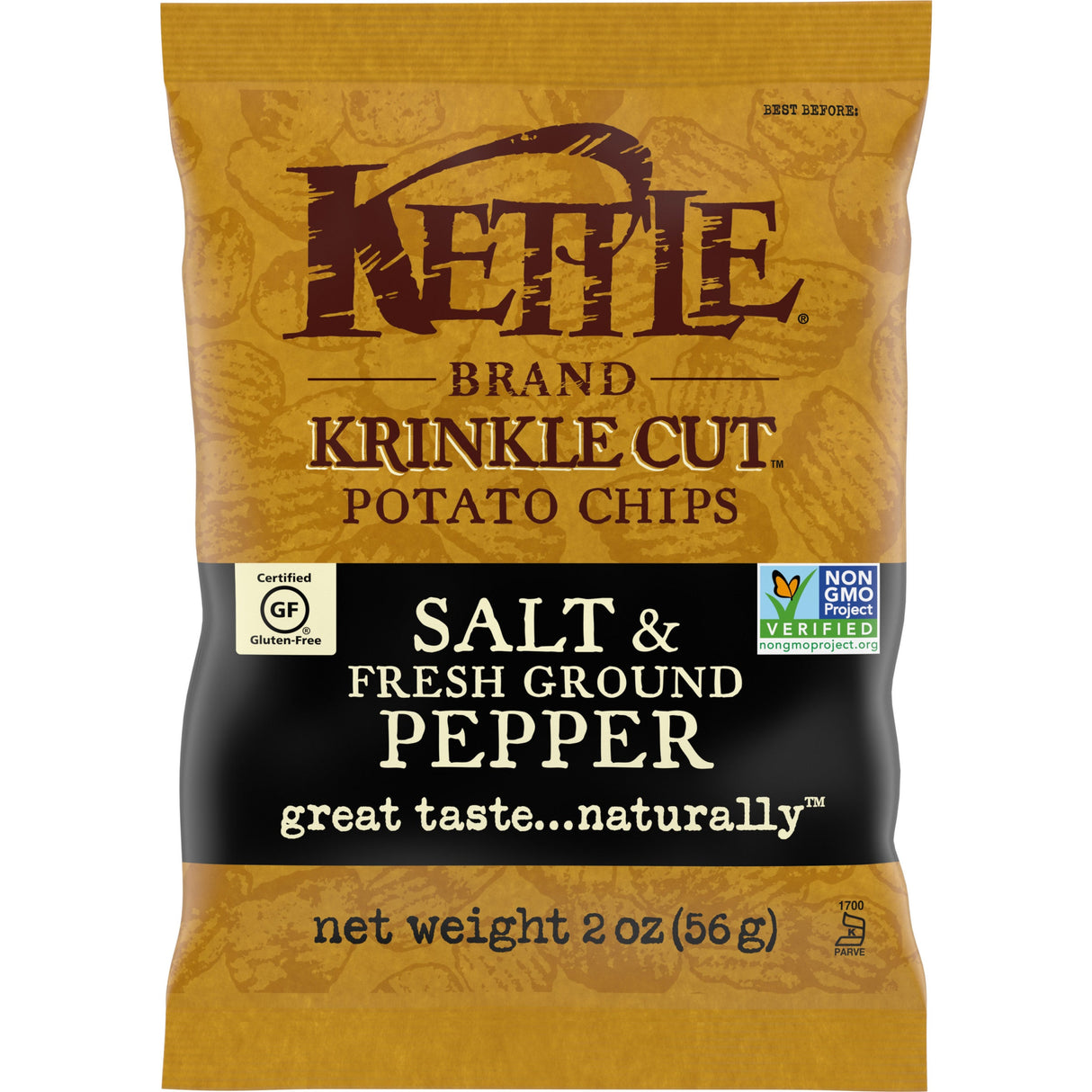 Chips, Potato, Salt & Pepper, Kettle Cooked, Single-Serve,24 - 2 OUNCE