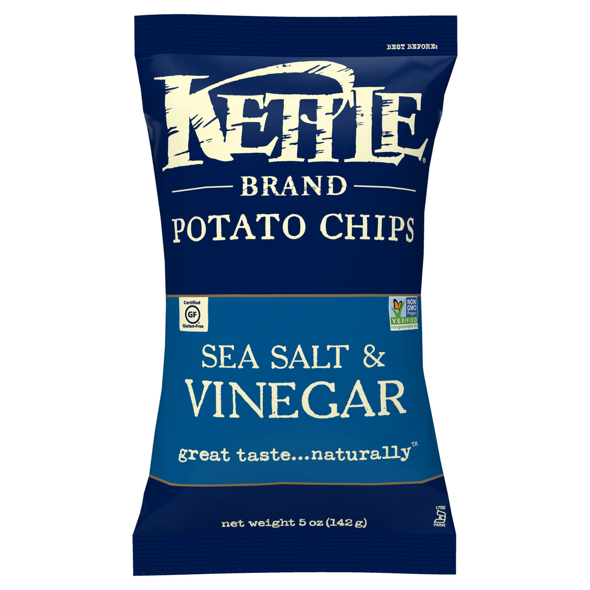 Chips, Potato, Sea Salt & Vinegar, Kettle Cooked,8 - 5 OUNCE
