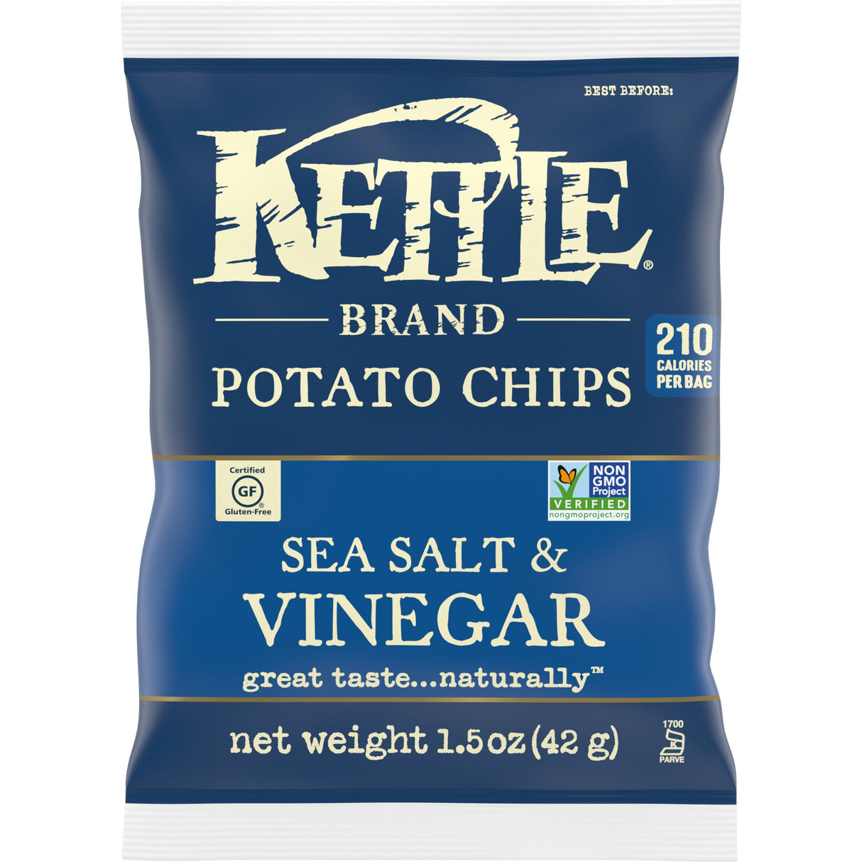 Chips, Potato, Sea Salt & Vinegar, Kettle Cooked, Single-Serve,24 - 1.5 OUNCE