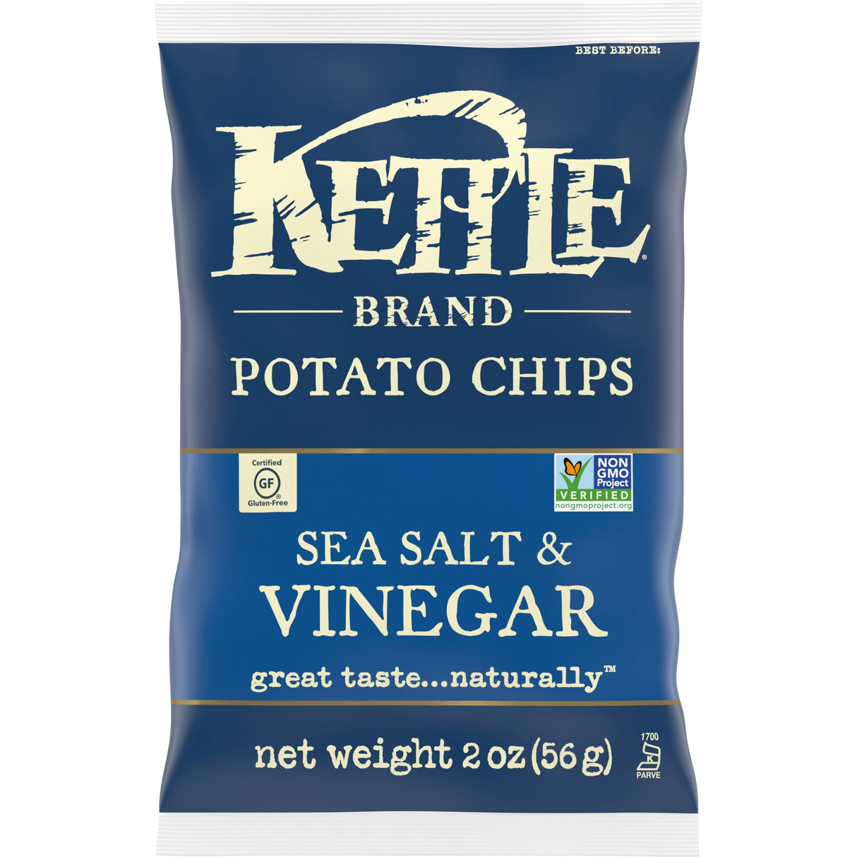 Chips, Potato, Sea Salt & Vinegar, Kettle Cooked, Single-Serve,6 - 2 OUNCE