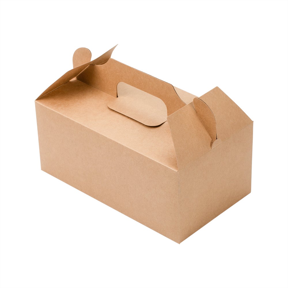Boxes, Lunch, 10.25 x 6 x 6.75 Inch, Paper, Kraft, Rectangular, with Handle,1 - 100 COUNT