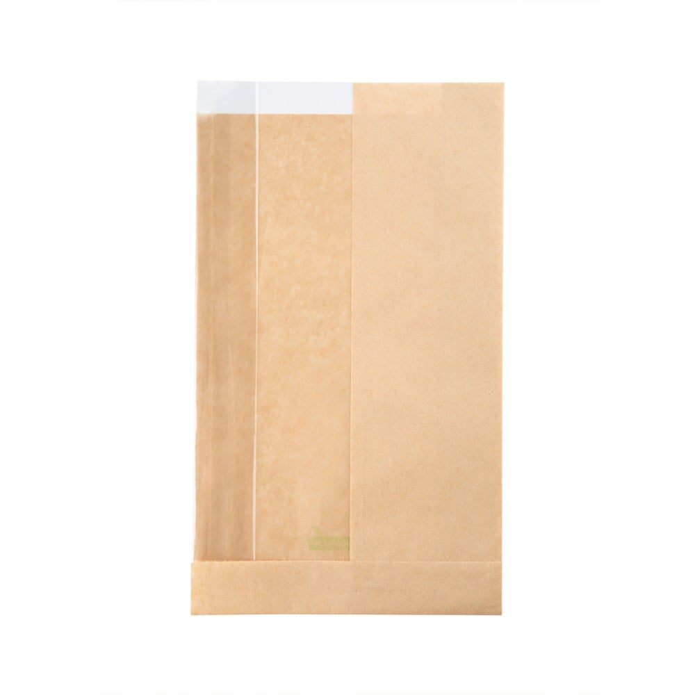 Bags, Bread, 3.75 x 2.75 x 8.5 Inch, Paper, Kraft, with Window, Small,1 - 100 COUNT