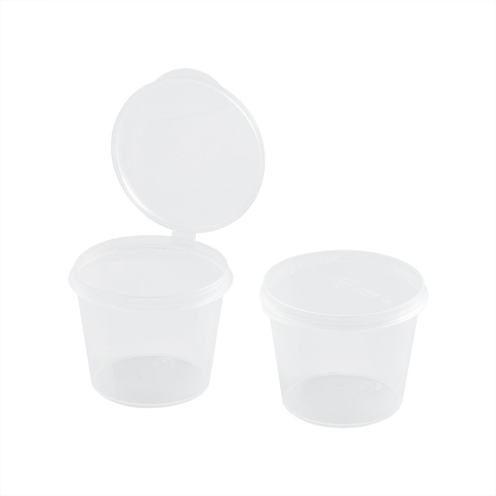 Cups, Portion, 1 Ounce, Plastic, Clear, Round, Hinged Lid,1 - 2000 COUNT