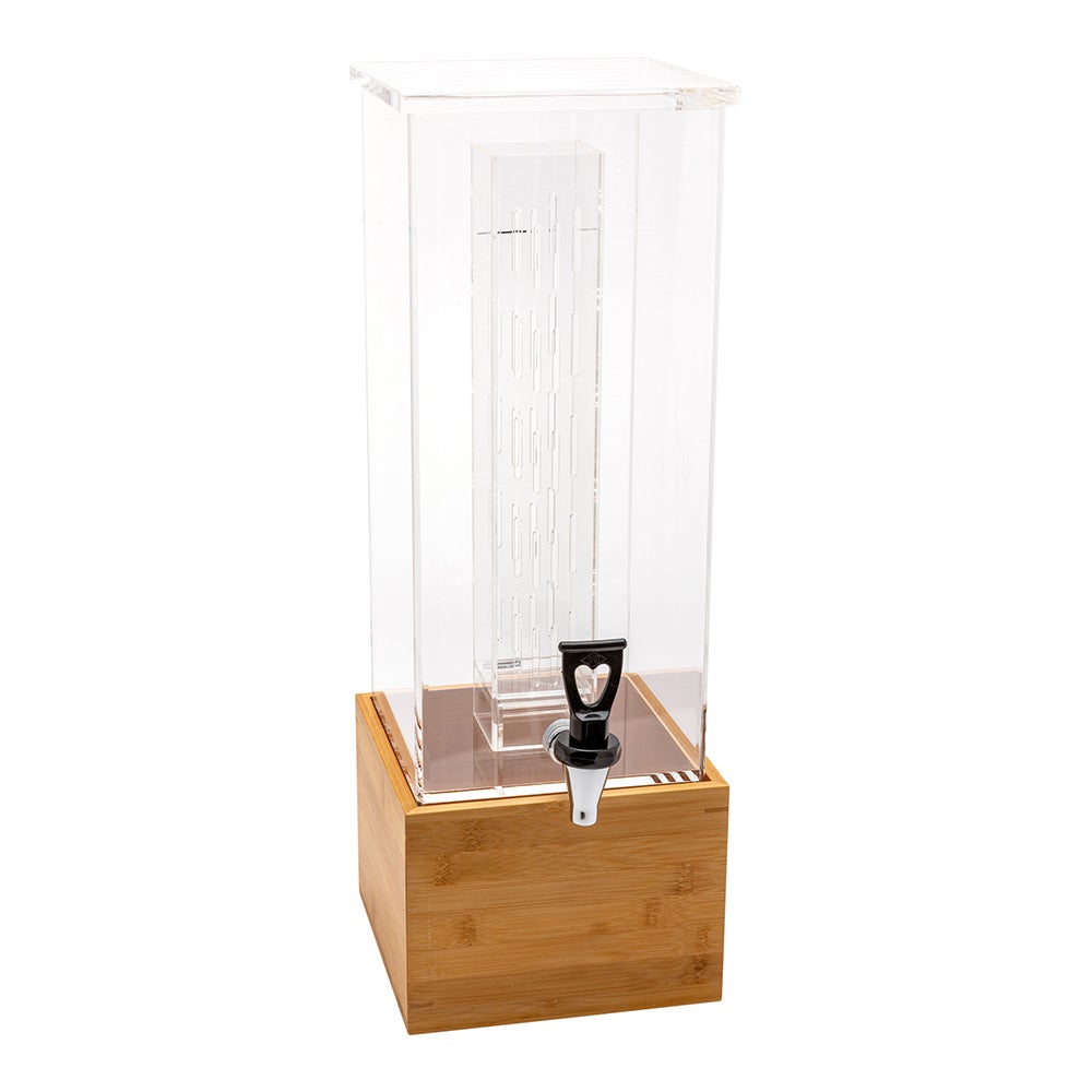 Dispenser, Beverage, 2 Gallon, Square, Acrylic & Bamboo, 9.75 x 8.5 x 22.75 Inch, with Infusion Core,1 - 1 EACH