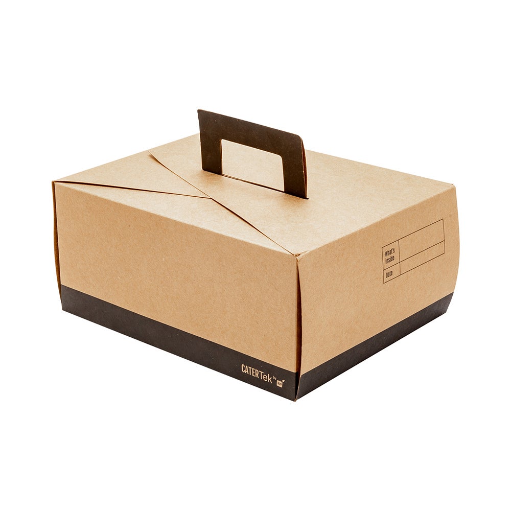 Boxes, Lunch, 9 x 7 x 3 Inch, Paper, Kraft & Black, Rectangular, with Handle,1 - 100 COUNT