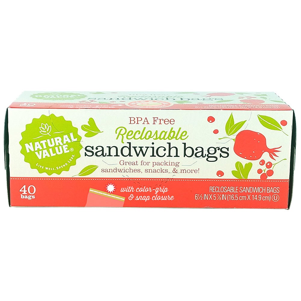 Bags, Reclosable Sandwich, 6.5 x 5.88 Inch, Plastic, Clear,12 - 40 COUNT
