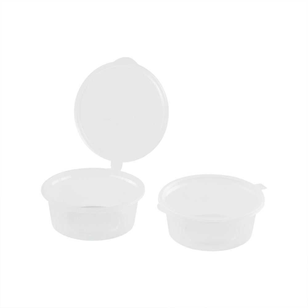 Cups, Portion, 2 Ounce, Plastic, Clear, Round, Hinged Lid,1 - 2000 COUNT