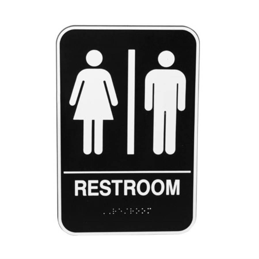 Sign, Wall, Women/Men Restroom, 6 x 9 Inch, Braille,1 - 1 EACH