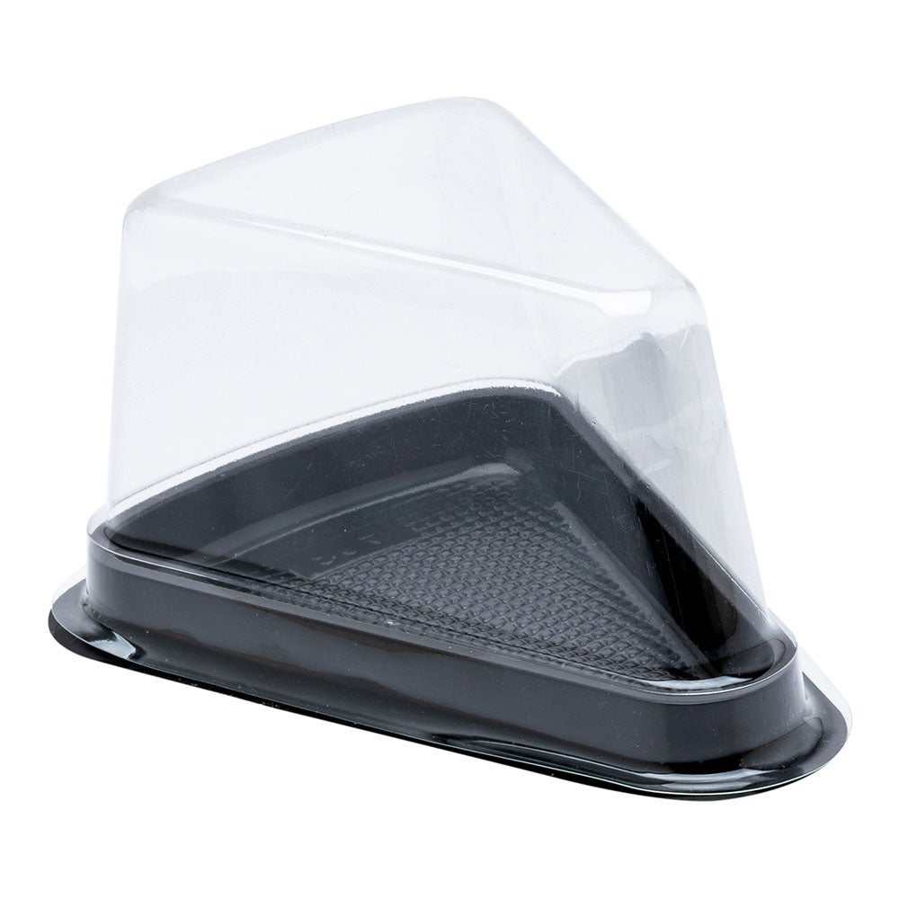 Container, Dessert, 5.5 x 4 x 3 Inch, Plastic, Black, Triangle, with Clear Lid,1 - 100 COUNT