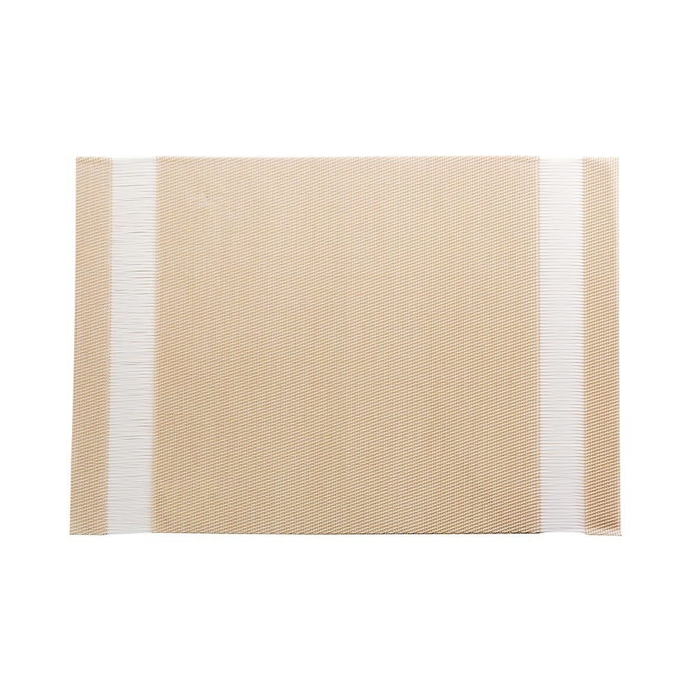 Placemats, 12 x 16 Inch, Artisan Stripe, Cream, Woven Vinyl,1 - 6 COUNT