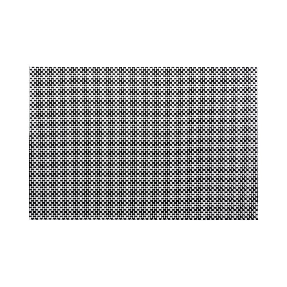 Placemats, 12 x 16 Inch, Amalfi Basketweave, Pincheck Black & White, Woven Vinyl,1 - 6 COUNT