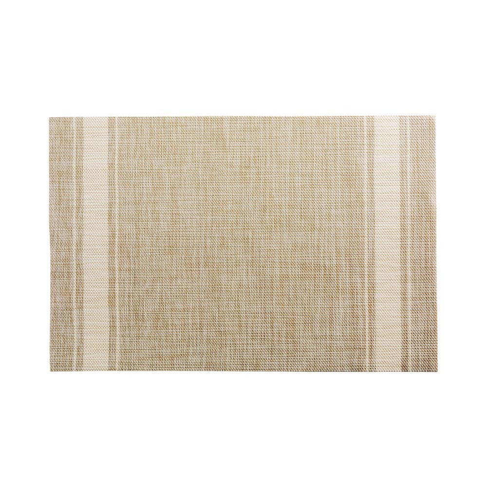 Placemats, 12 x 16 Inch, French Countryside, Khaki with Eggshell Stripe, Woven Vinyl,1 - 6 COUNT