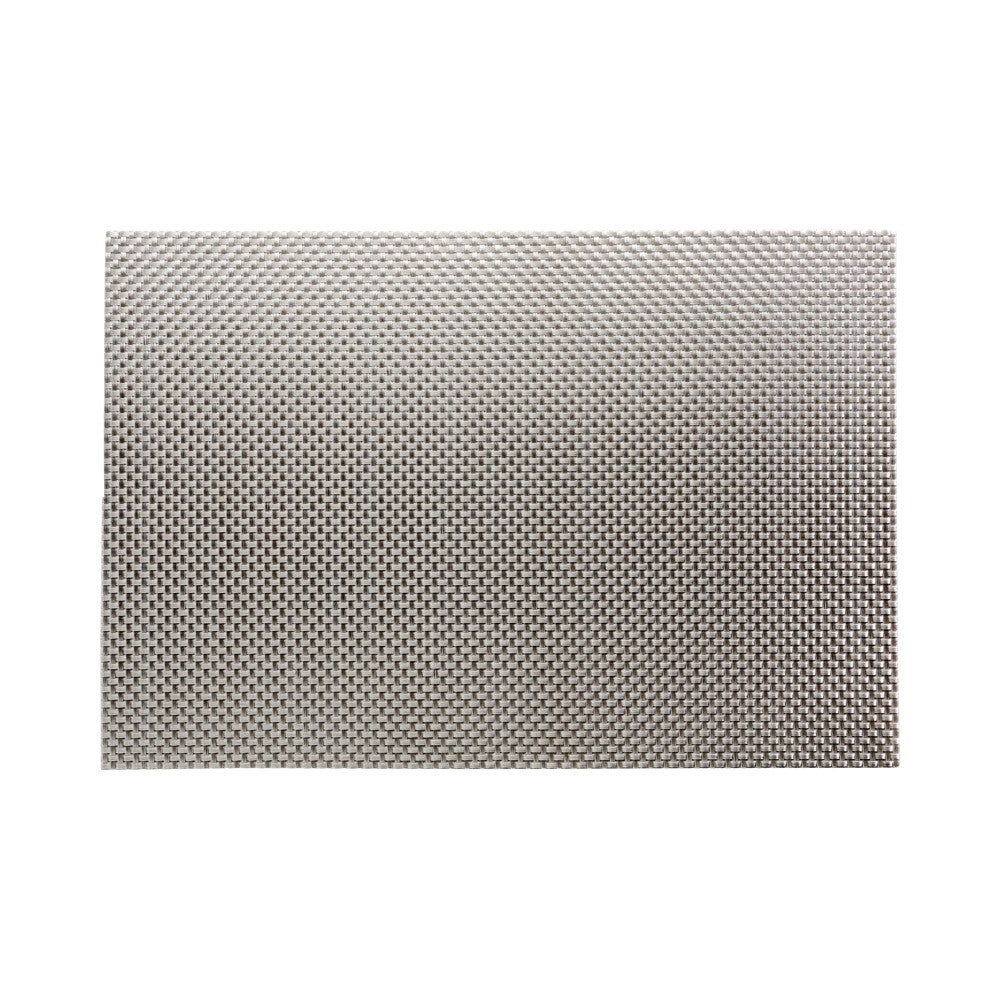 Placemats, 12 x 16 Inch, Amalfi Basketweave, Metallic Silver, Woven Vinyl,1 - 6 COUNT