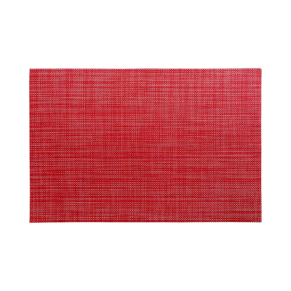 Placemats, 12 x 16 Inch, Carmel Mesh, Red with Khaki Threads, Woven Vinyl,1 - 6 COUNT