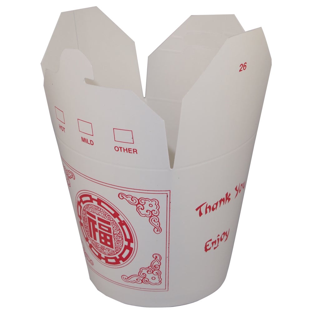 Containers, Food, #26, Paper, White with Printed Design, Round Bottom,20 - 25 COUNT